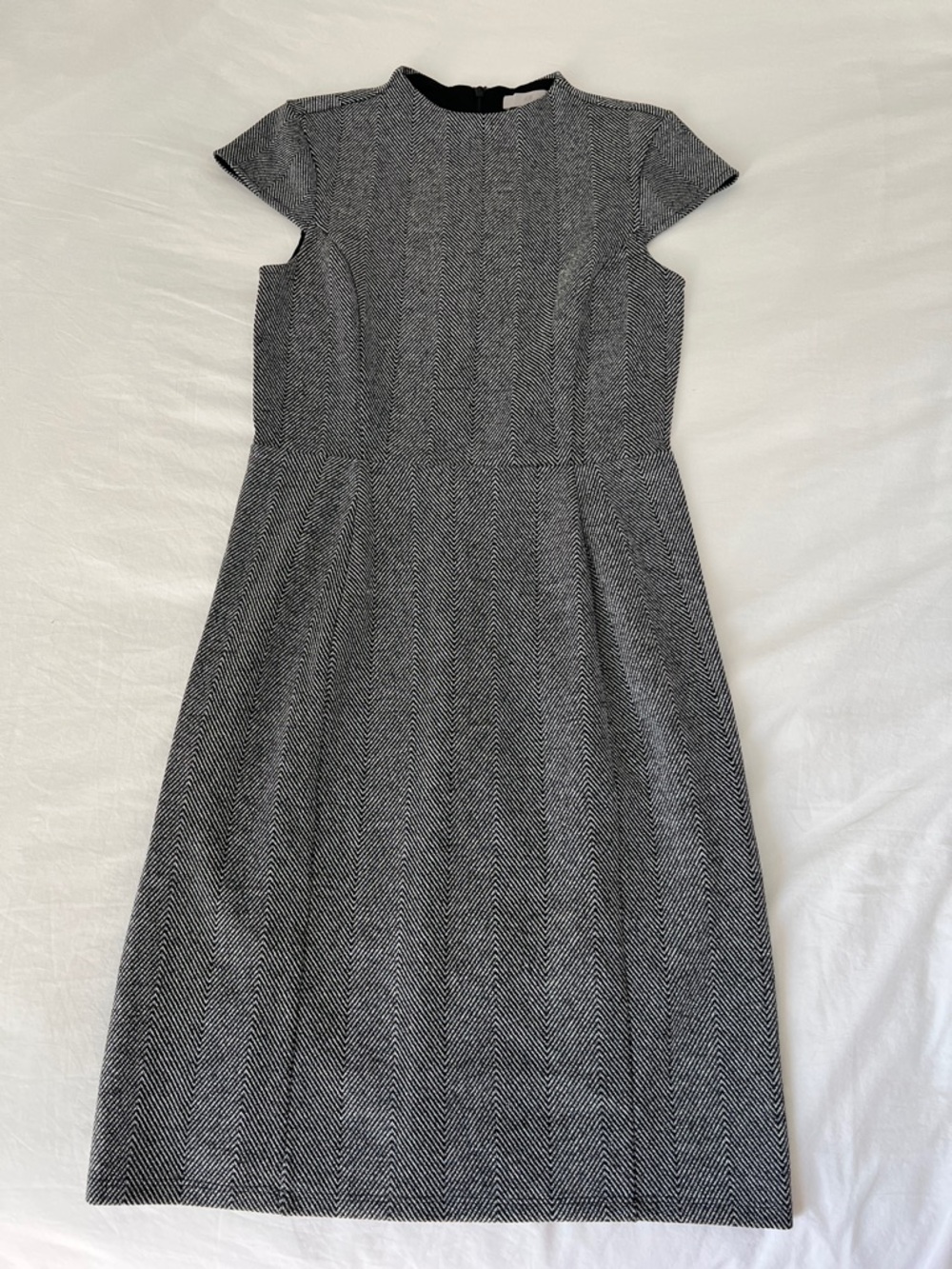 H&M Black & White Herringbone Midi Dress